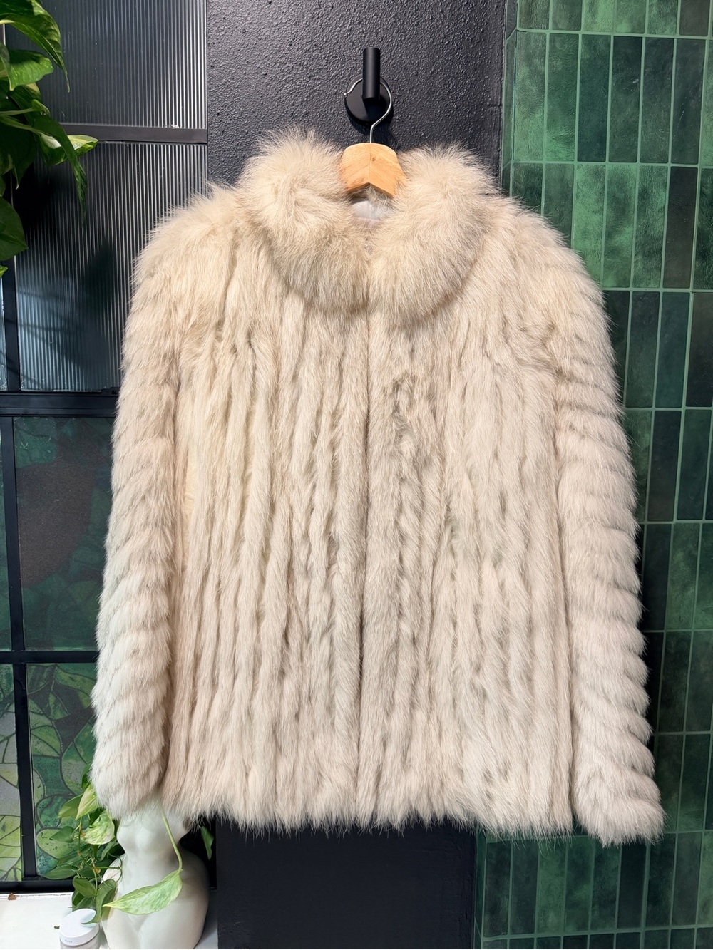 Saga Fox Cream Plush Real Fur Teddy Jacket